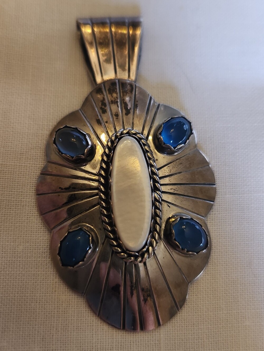 Vintage Native American Sterling Silver, Navajo, Handmade Signed Pendant, 925